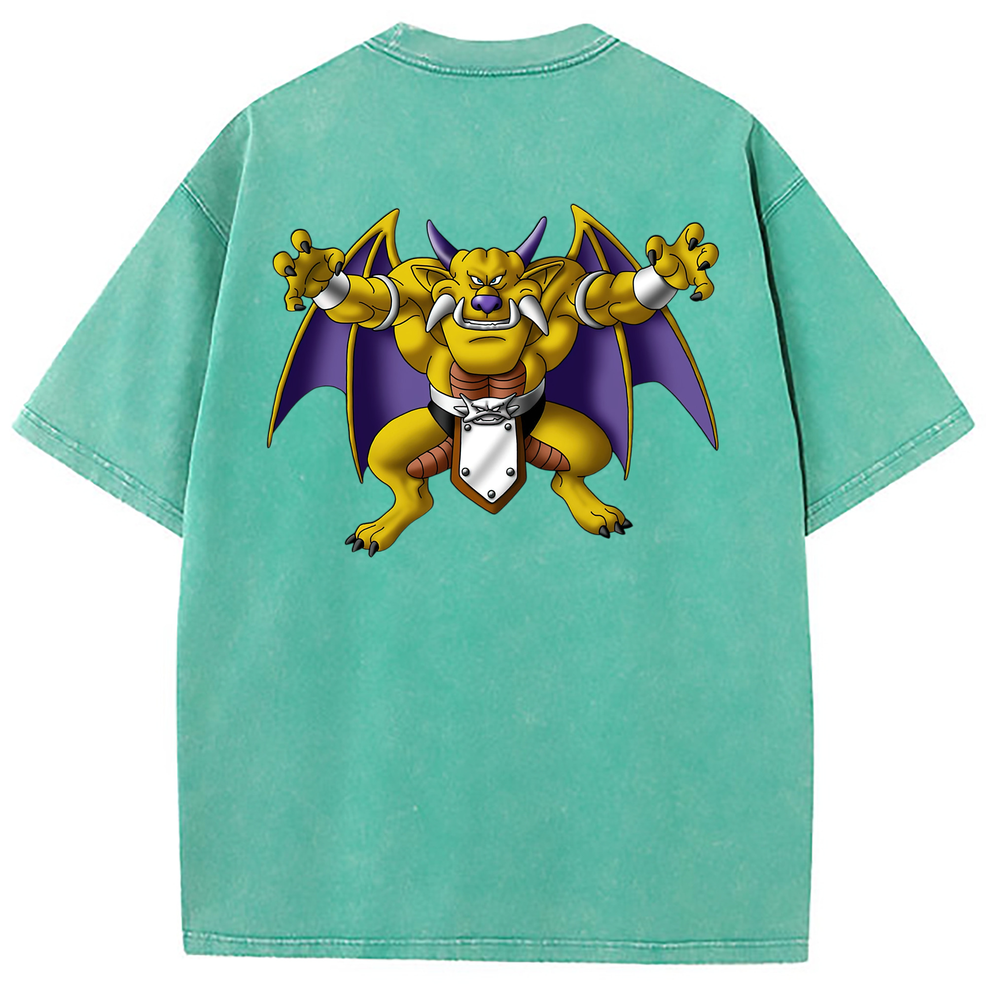 （画像用） ドラゴンクエスト Doragon Kuesuto Dragon Quest 綿100% ヴィンテージ風 半袖Tシャツ（背面プリント）